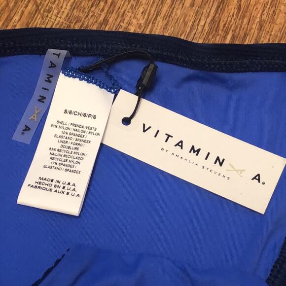 Vitamin A Natalie Miter Blue Stripe Side Tie Swim Bikini Bottom Size Small / 6 - Picture 9 of 9